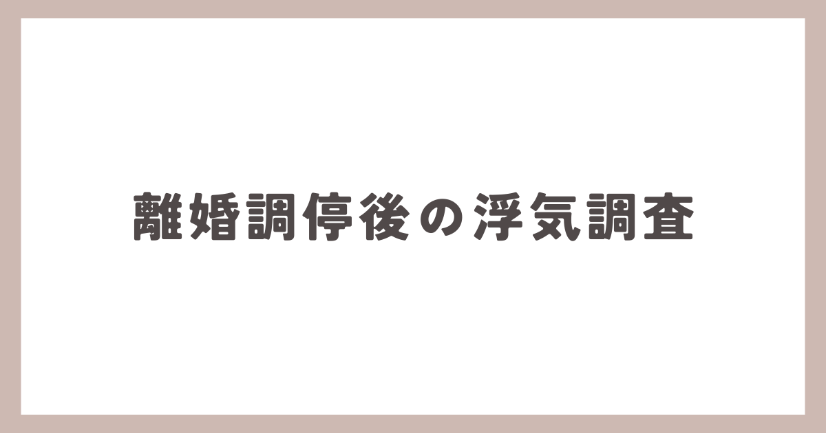 離婚調停後の浮気調査